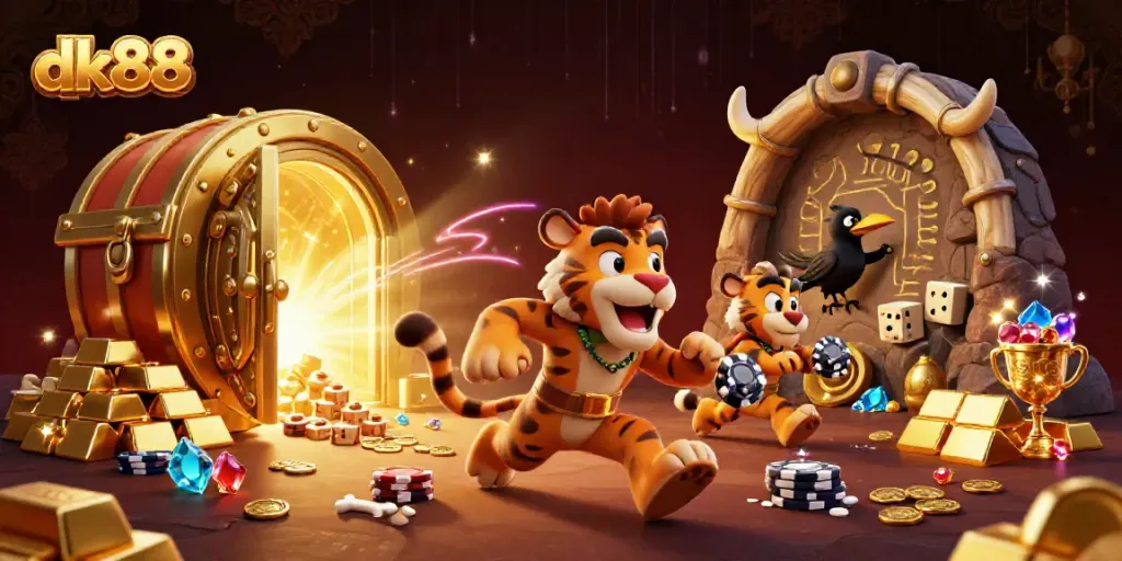 Play exciting casino games at dk88 while enjoying the vibrant atmosphere of prehistoric treasures.