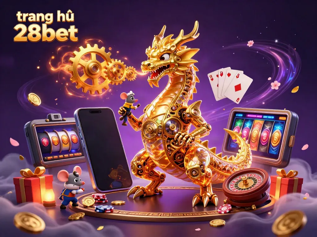 Experience vibrant gameplay at trang chủ 28bet with a dynamic golden dragon and casino elements.