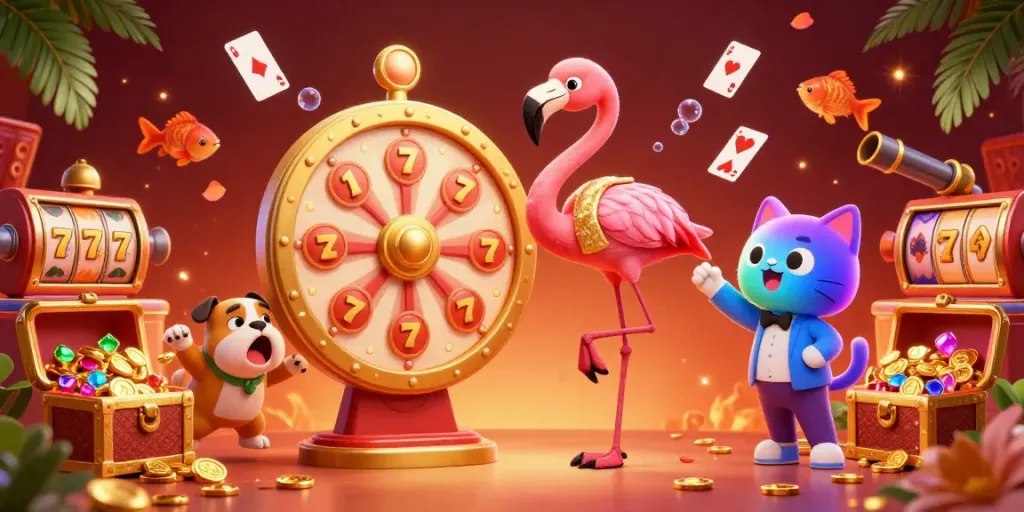 gopalwin celebrates exciting gaming wins, showcasing a vibrant game show atmosphere with energetic characters and casino elements.