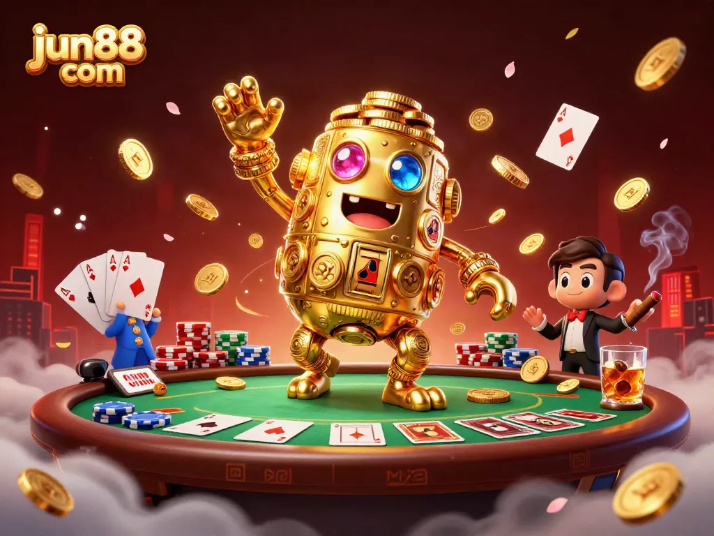 Win big with jun88 com's vibrant casino excitement featuring a golden golem in play!