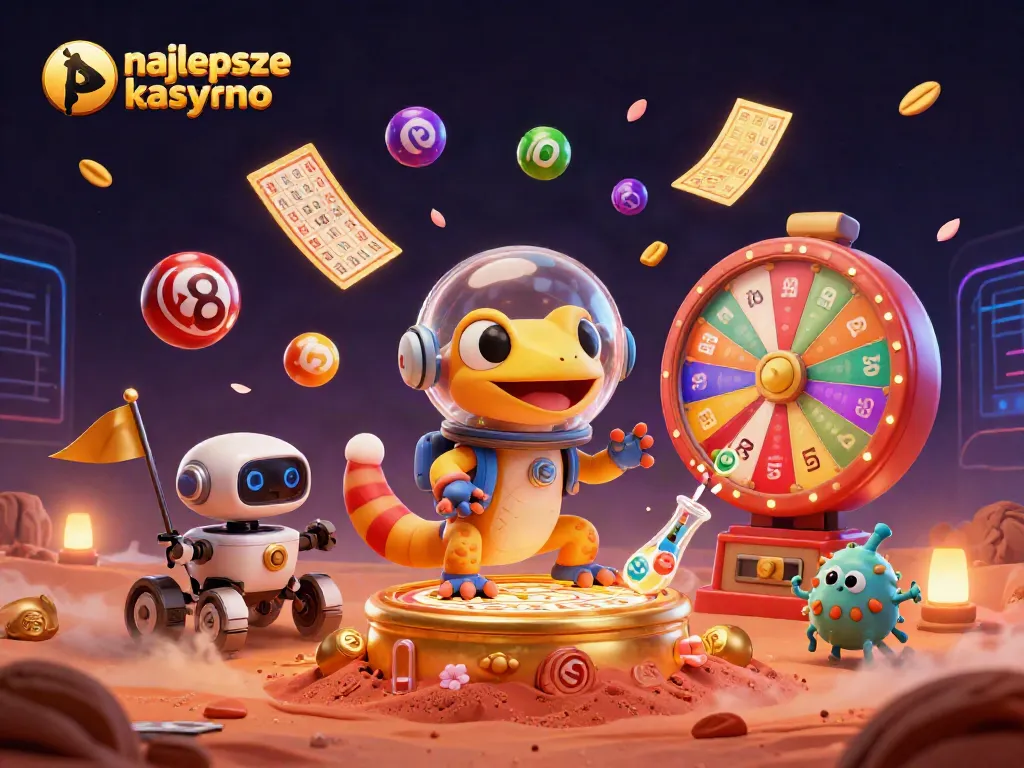 Experience the excitement of najlepsze kasyno bitcoin with vibrant elements in an action-packed casino scene.