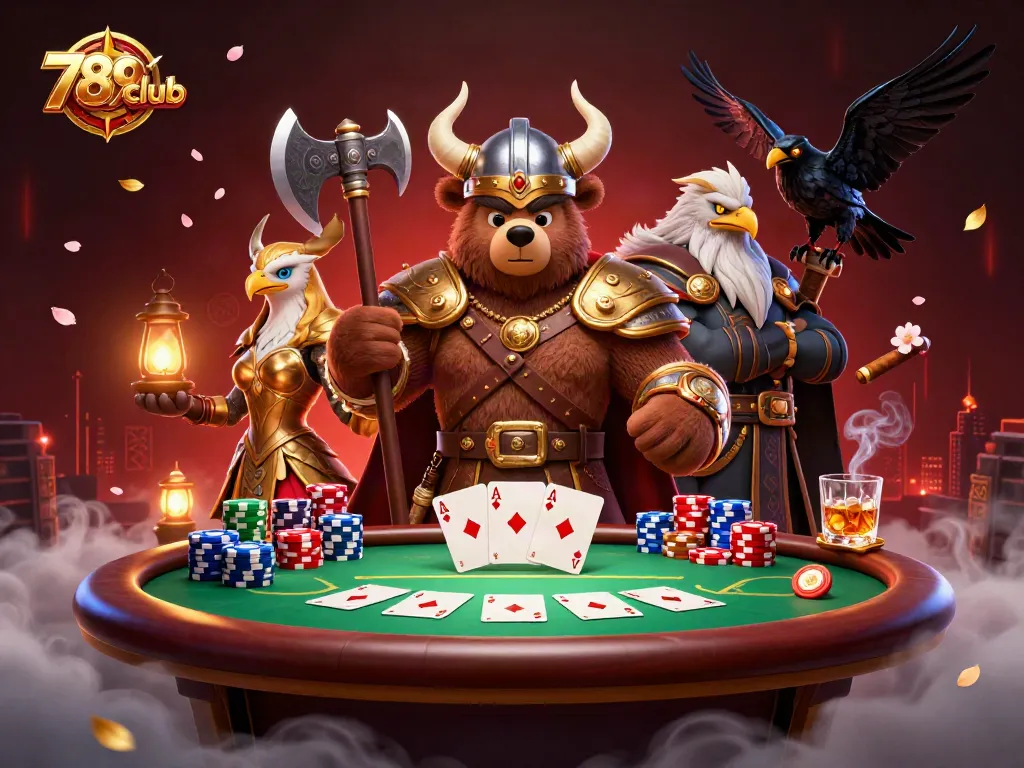 Play exciting poker games at 789club with vibrant characters and thrilling casino elements.