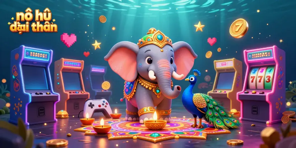 Experience thrilling nổ hũ đổi thưởng with vibrant casino elements and engaging characters in a stunning 3D illustration.