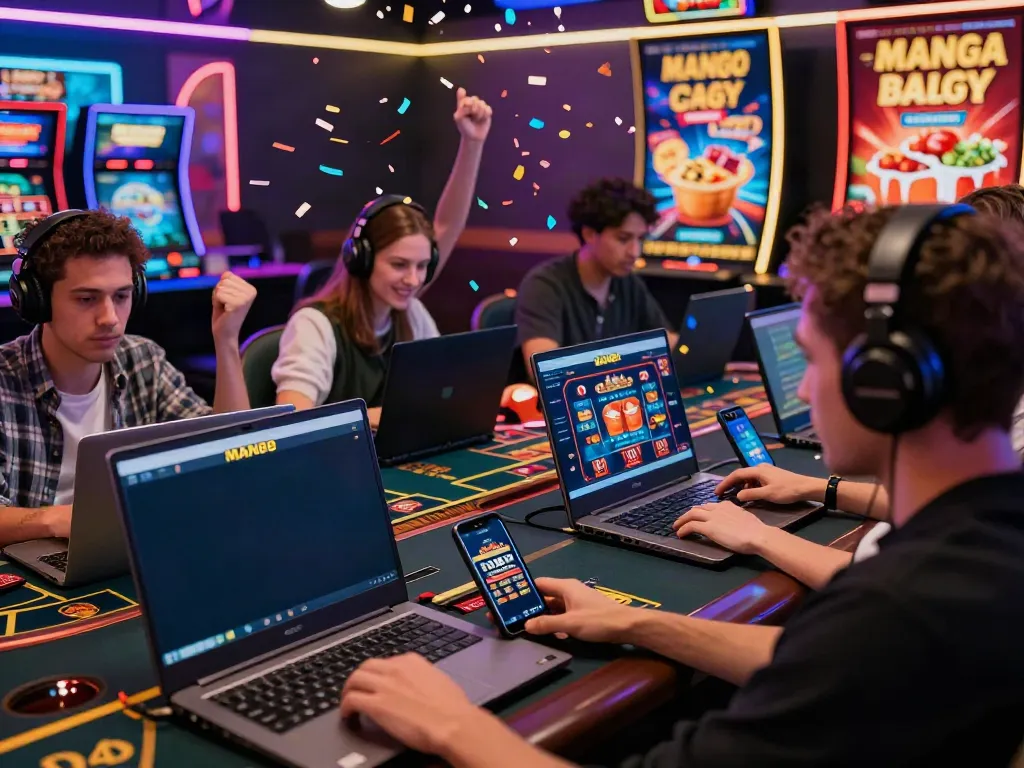 Exciting online gaming experience at MAN88 showcasing players celebrating wins in a vibrant digital casino.