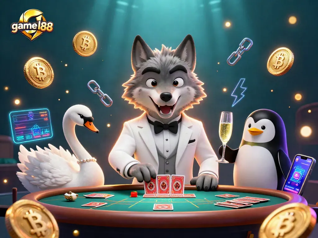 Experience the thrilling game lv88 with exciting casino scenes featuring vibrant characters and crypto elements.