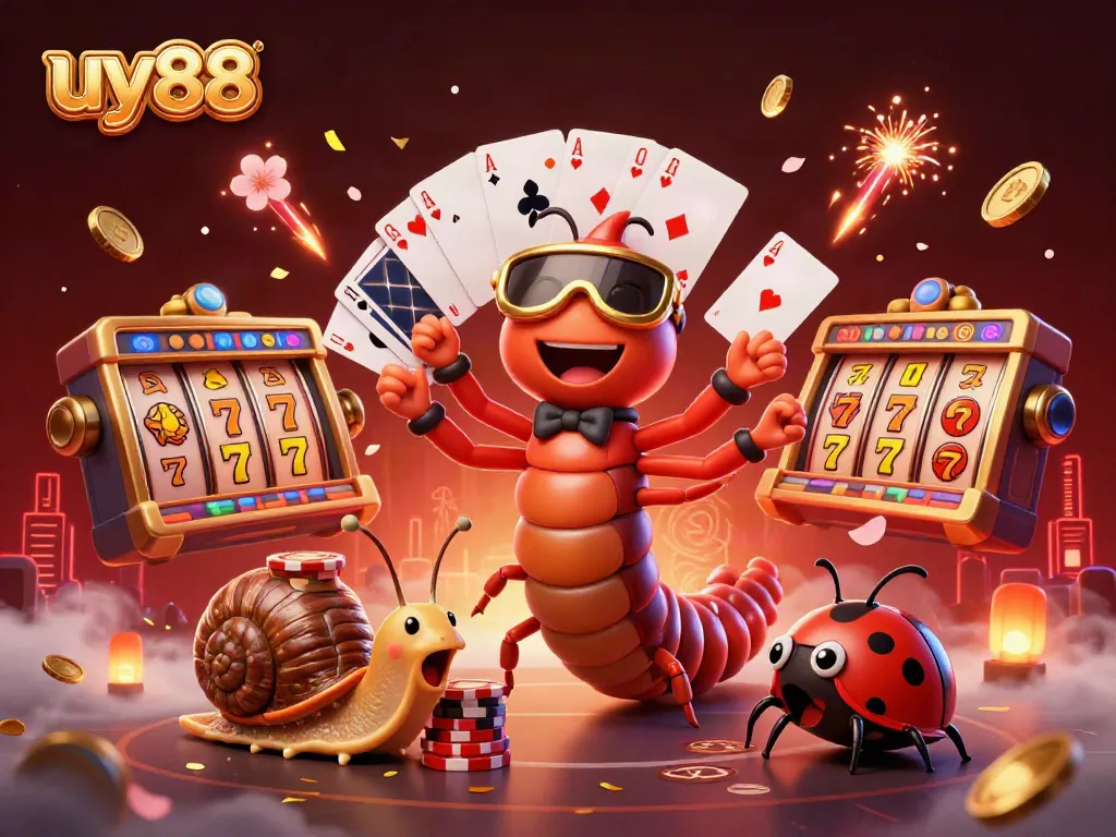 Experience excitement at uy88 with a dynamic casino scene featuring animated characters and vibrant elements.