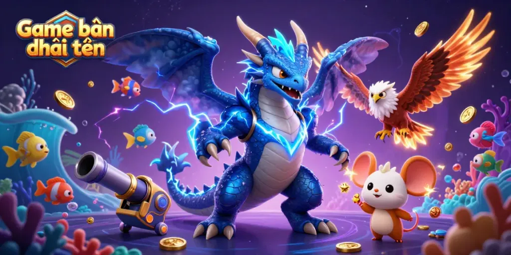 Engage in the excitement of Game bắn cá đổi thưởng with vibrant underwater elements and dynamic sea creatures.