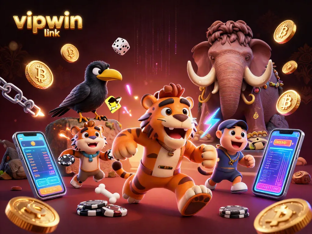 Experience thrilling gameplay with the vipwin link, featuring an exciting prehistoric casino scene.