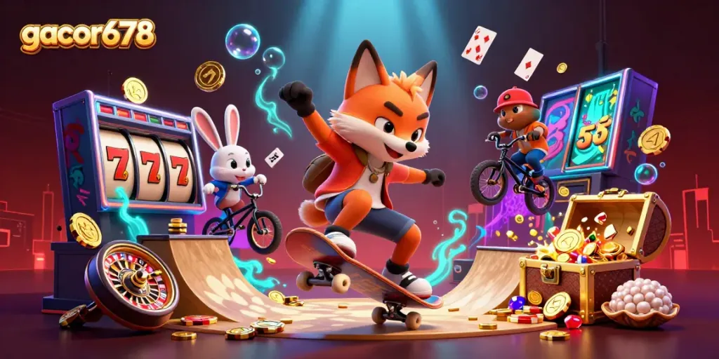 Engage with gacor678's thrilling casino games featuring characters and dynamic casino elements.