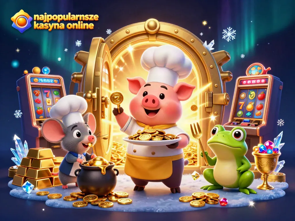 Experience the excitement of najpopularniejsze kasyna online with a whimsical 3D scene of characters exploring a treasure vault.