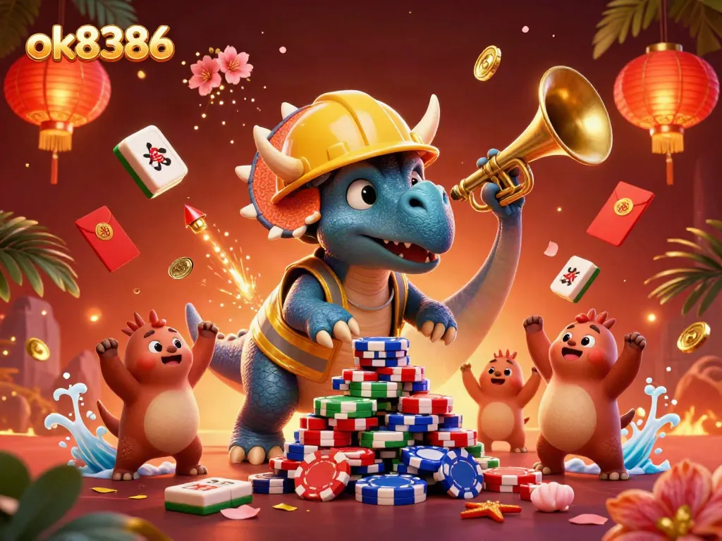 Experience the thrilling world of ok8386 with vibrant characters celebrating wins in a colorful casino scene.