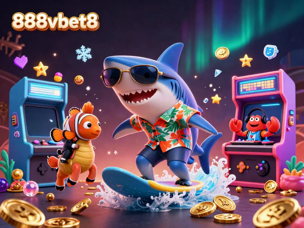 Experience thrilling wins with 888vbet8 as you surf waves of gold coins in this vibrant casino scene.