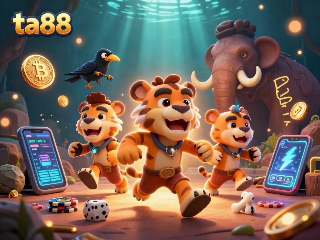 Join the excitement at ta88 with a unique prehistoric casino scene full of vibrant gaming elements.