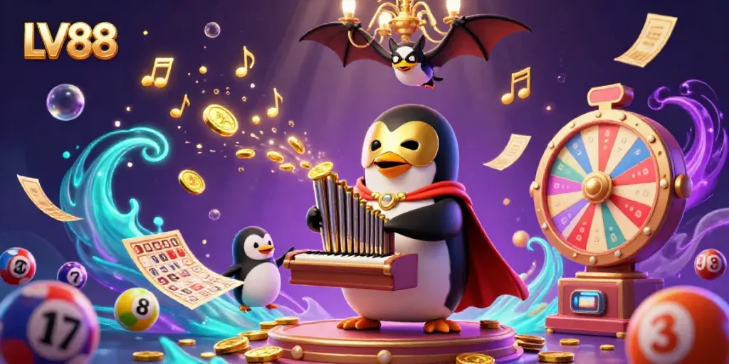 Experience LV88 with dynamic gaming elements in an enchanting 3D casino illustration.