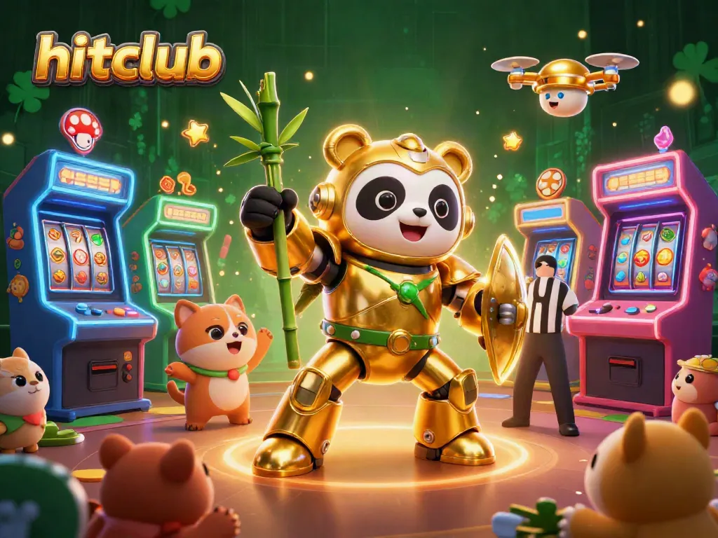 Engage with hitclub's thrilling slot gaming scene filled with vibrant 3D elements and energetic characters.