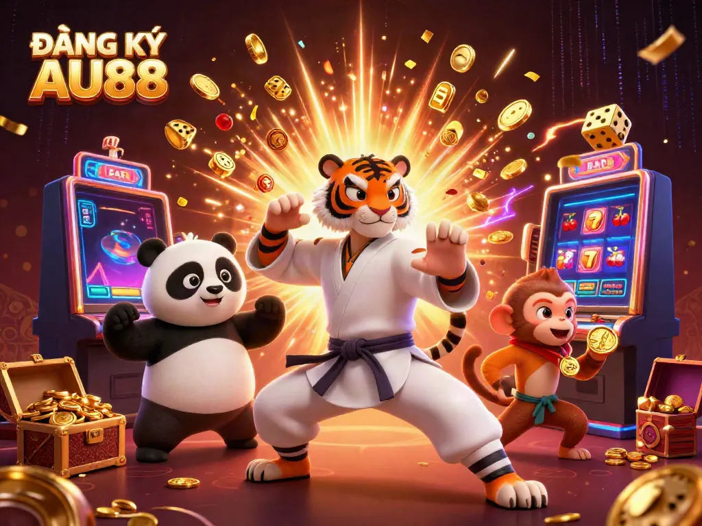 Experience the thrill of ĐĂNG KÝ AU88 with dynamic action in a vibrant casino scene.