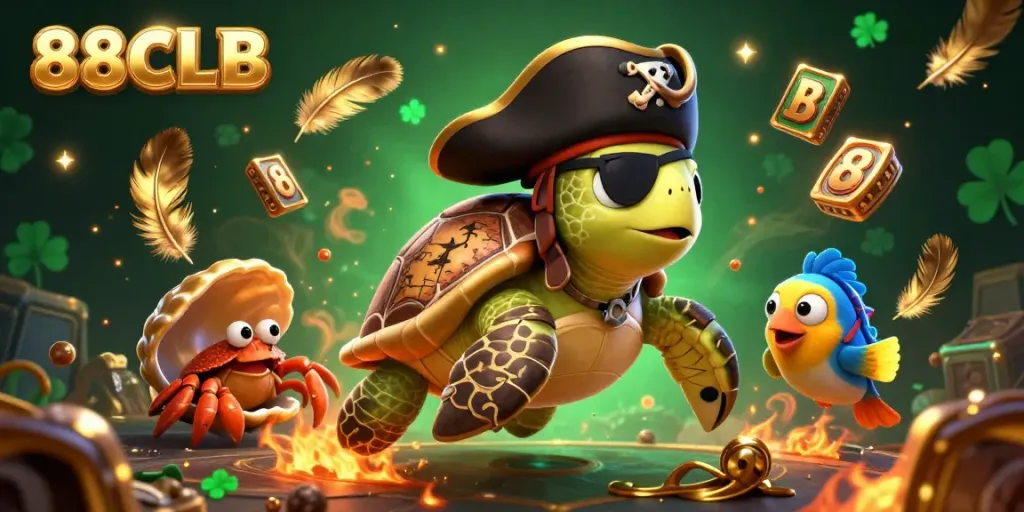 Experience thrilling slot adventures with 88CLB, where pirate turtle and friends uncover treasure!