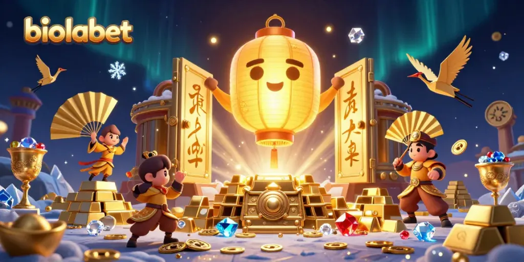 Engage in exciting games with biolabet at a vibrant night market casino, overflowing with treasures.