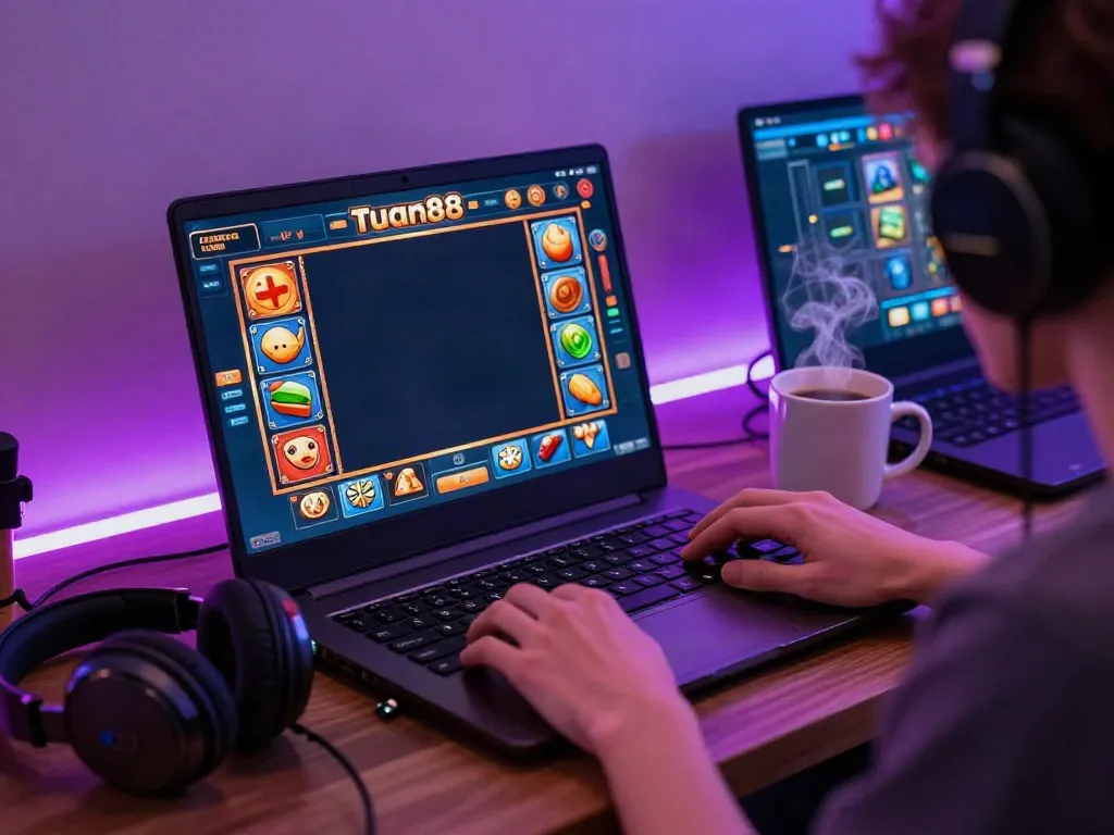 Exciting gaming experience on Tuan88 with a player engaged in online slot games.