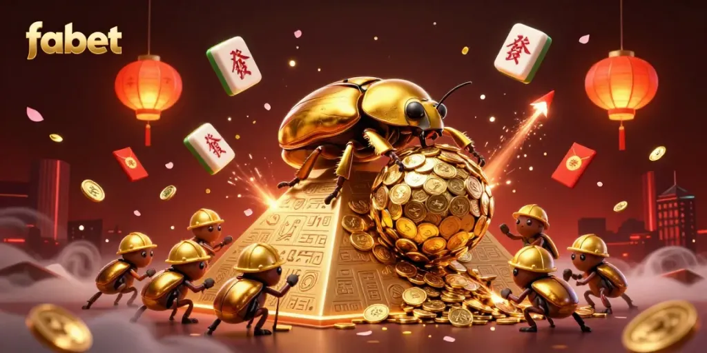 Experience the thrill of fabet with golden coins, vibrant symbols, and engaging characters in a dynamic casino scene.