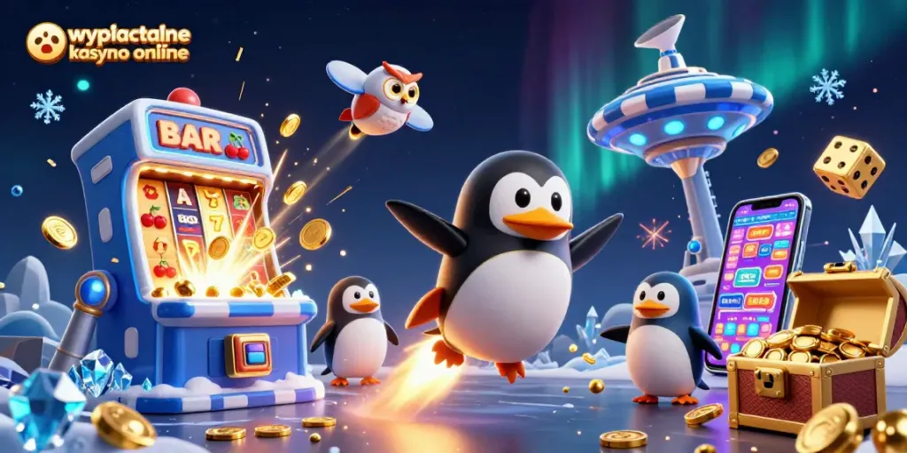 Experience the excitement at wypłacalne kasyno online through a vibrant 3D casino scene.