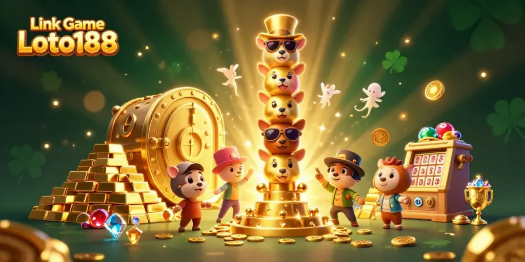 Engage in thrilling lottery adventures with Link Game Loto188, showcasing vibrant elements and dynamic scenes.