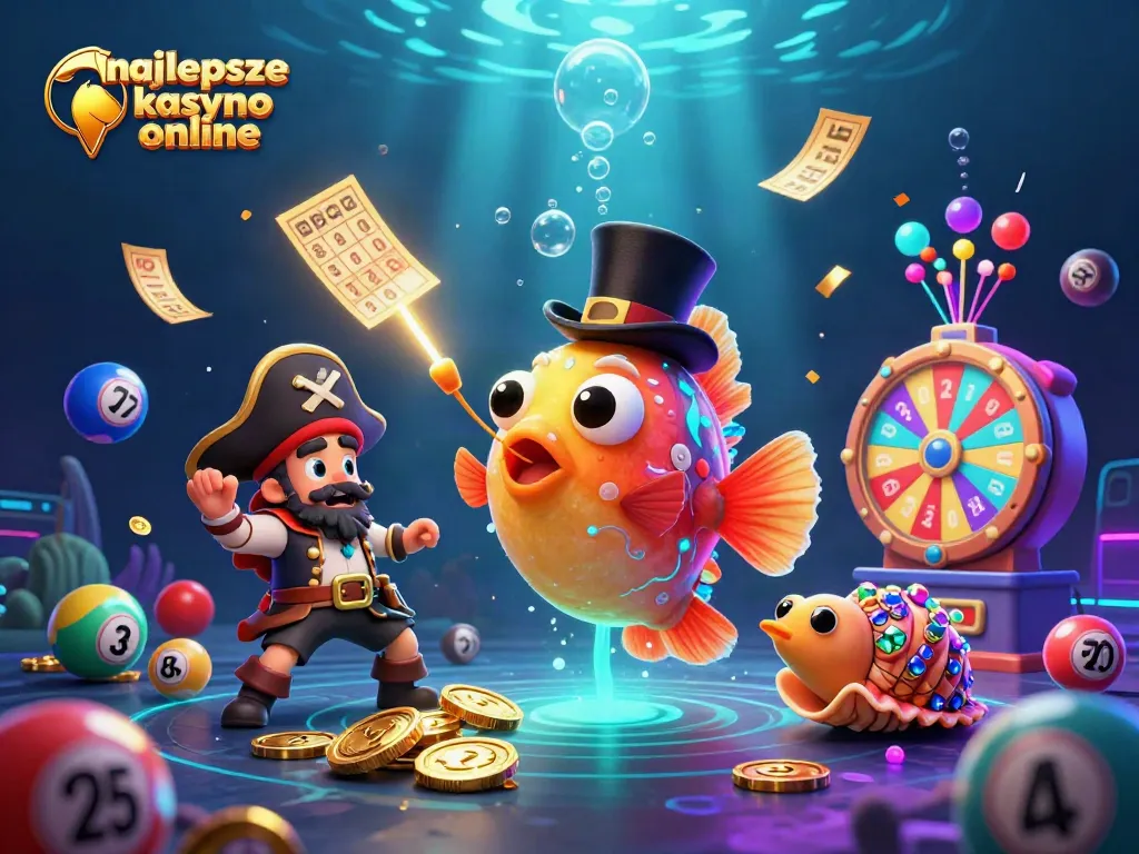 A 3D cartoon scene representing the najlepsze kasyno online with vibrant casino elements, highlighting winning moments.