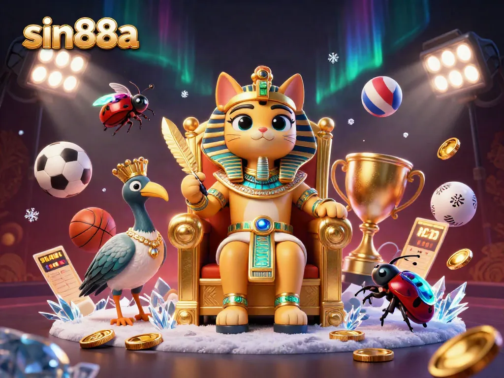 Bet on sin88a with immersive Egyptian-themed 3D illustration showcasing sports excitement and royal charm.