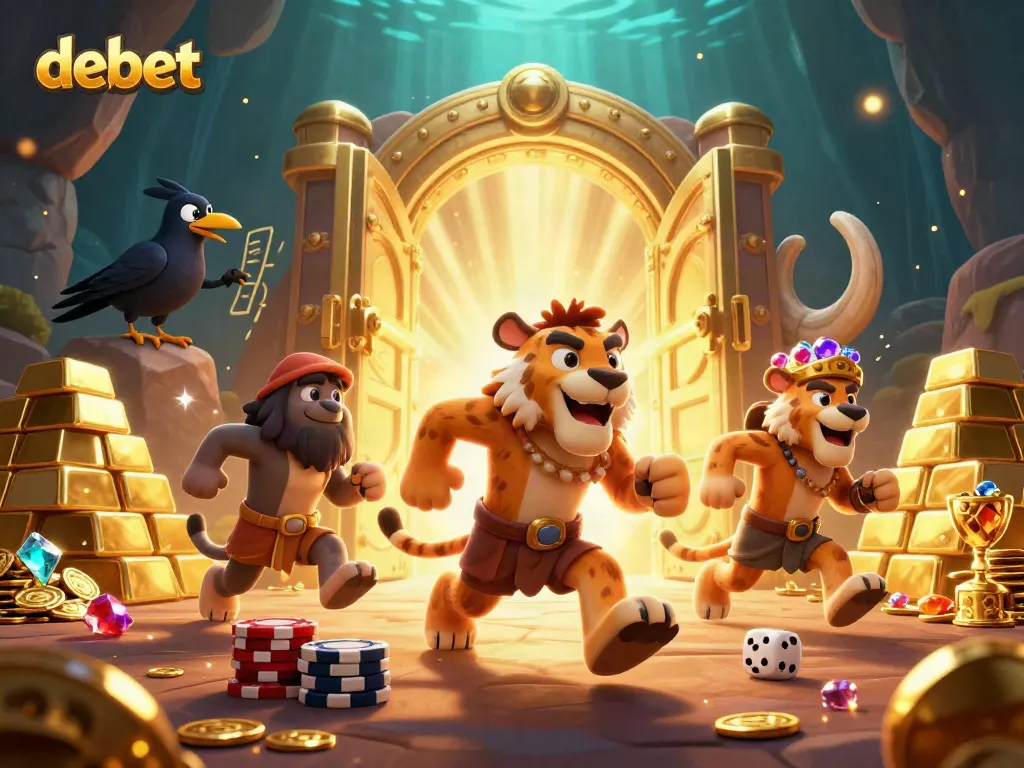 Enjoy lively gaming at debet's prehistoric casino with cartoon characters and dazzling treasures.