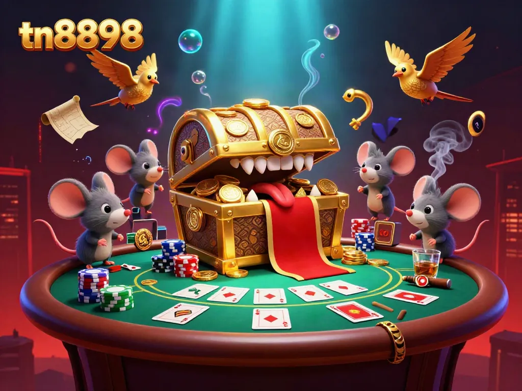 Engage in thrilling poker gameplay with tn8898, exploring rich 3D casino elements and golden treasures.