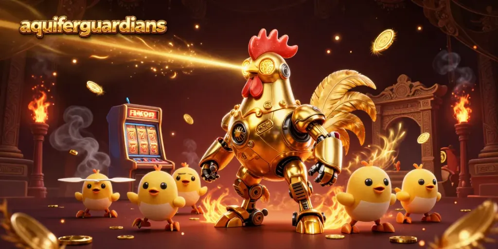 Aquiferguardians menghidupkan suasana kasino dengan robot ayam dan drone, menciptakan pengalaman bertaruh yang unik.