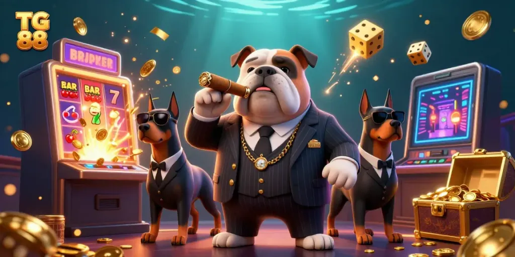 Engage with the vibrant casino experience at TG 88, featuring an exciting jackpot scene with animated game elements.